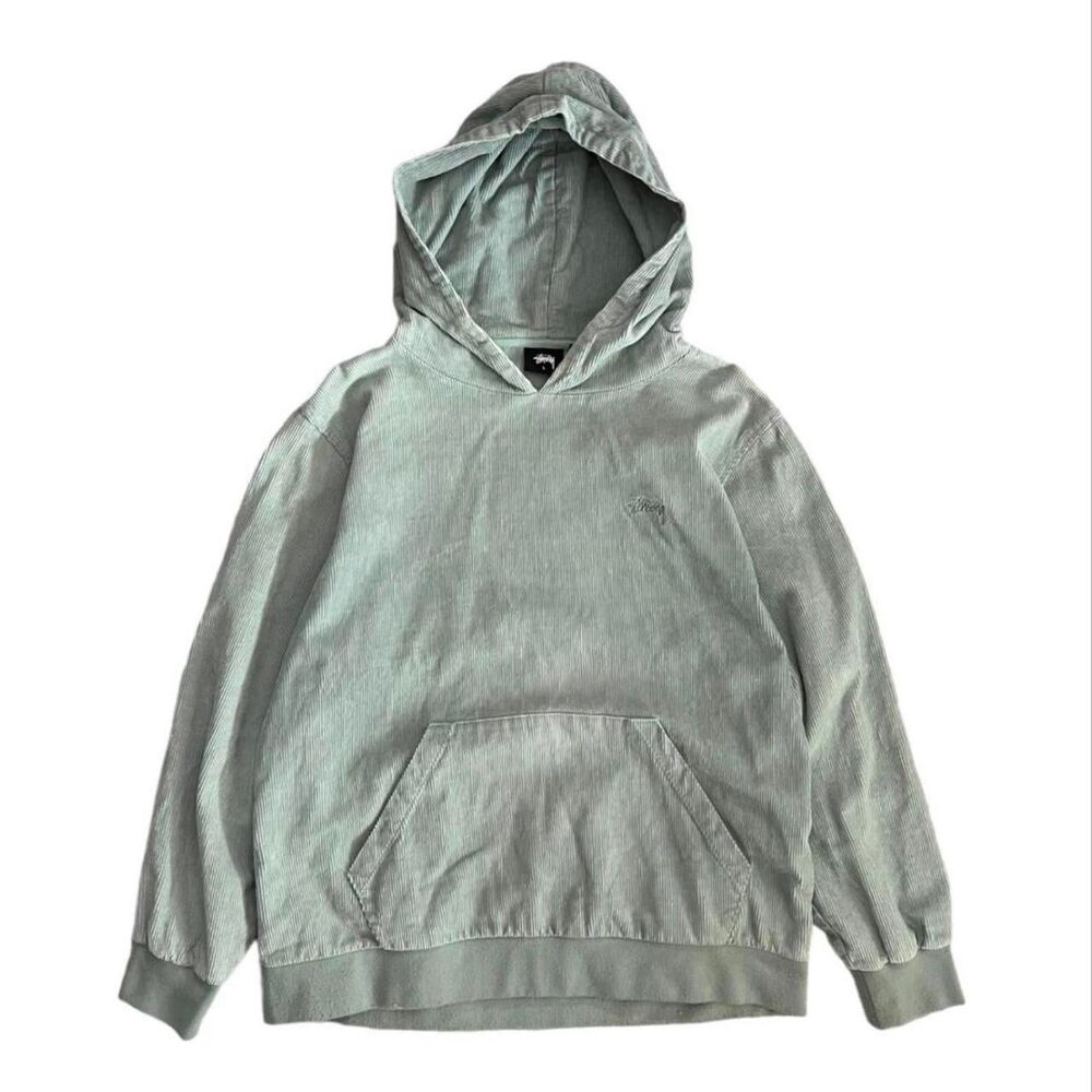 Stussy Men's Green and Blue Hoodie